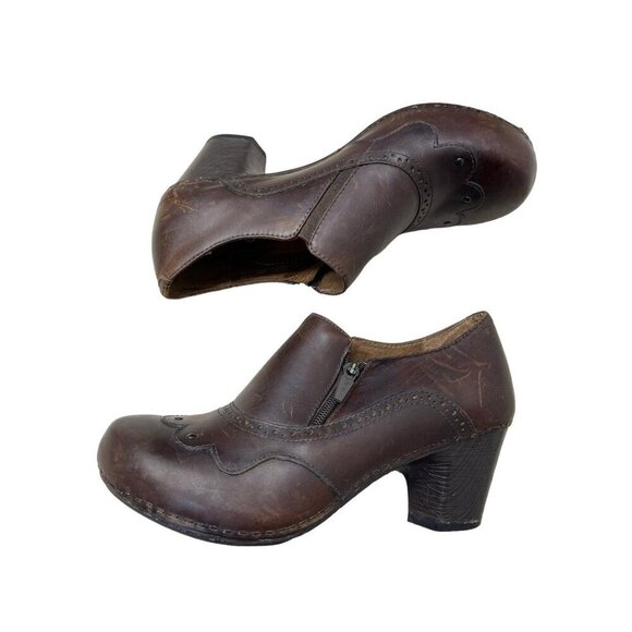 Dansko Clogs Women’s Size 40 Nancy Brown Slip On Heels Zip Casual Leather - Picture 7 of 11